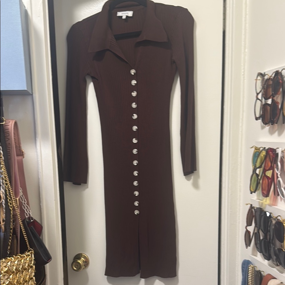 Brown Button-Up Dress